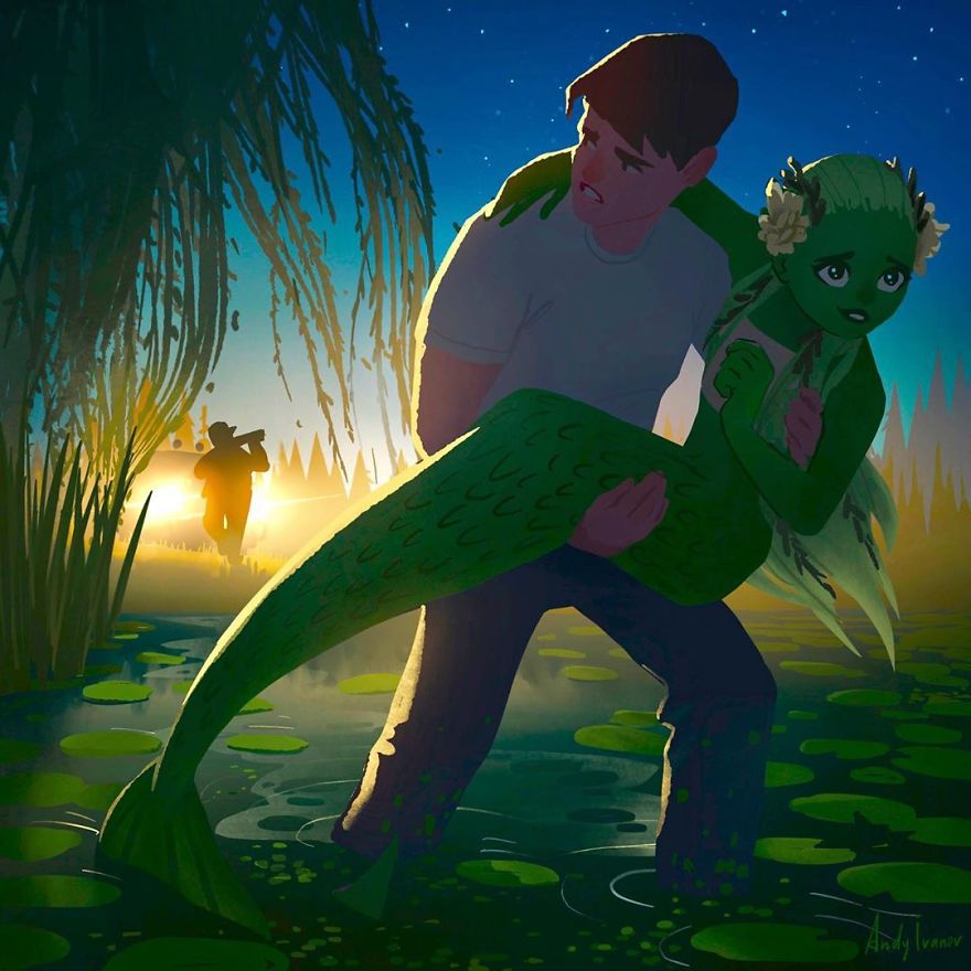 An emotional heart touching digital artwork-Green Mermaid