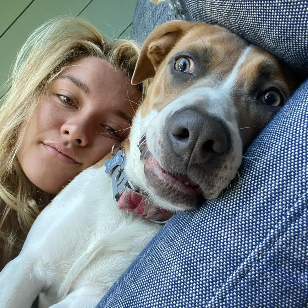 Florence Pugh with her pet