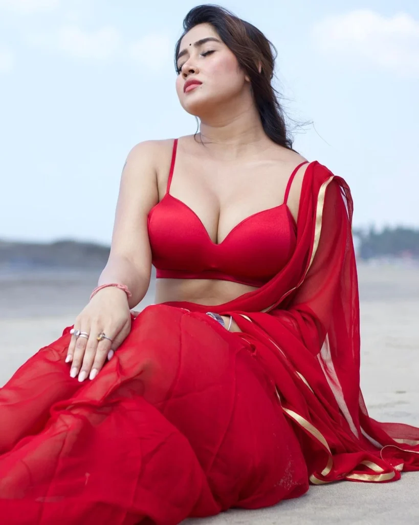 sofia-ansari-red-sari-look